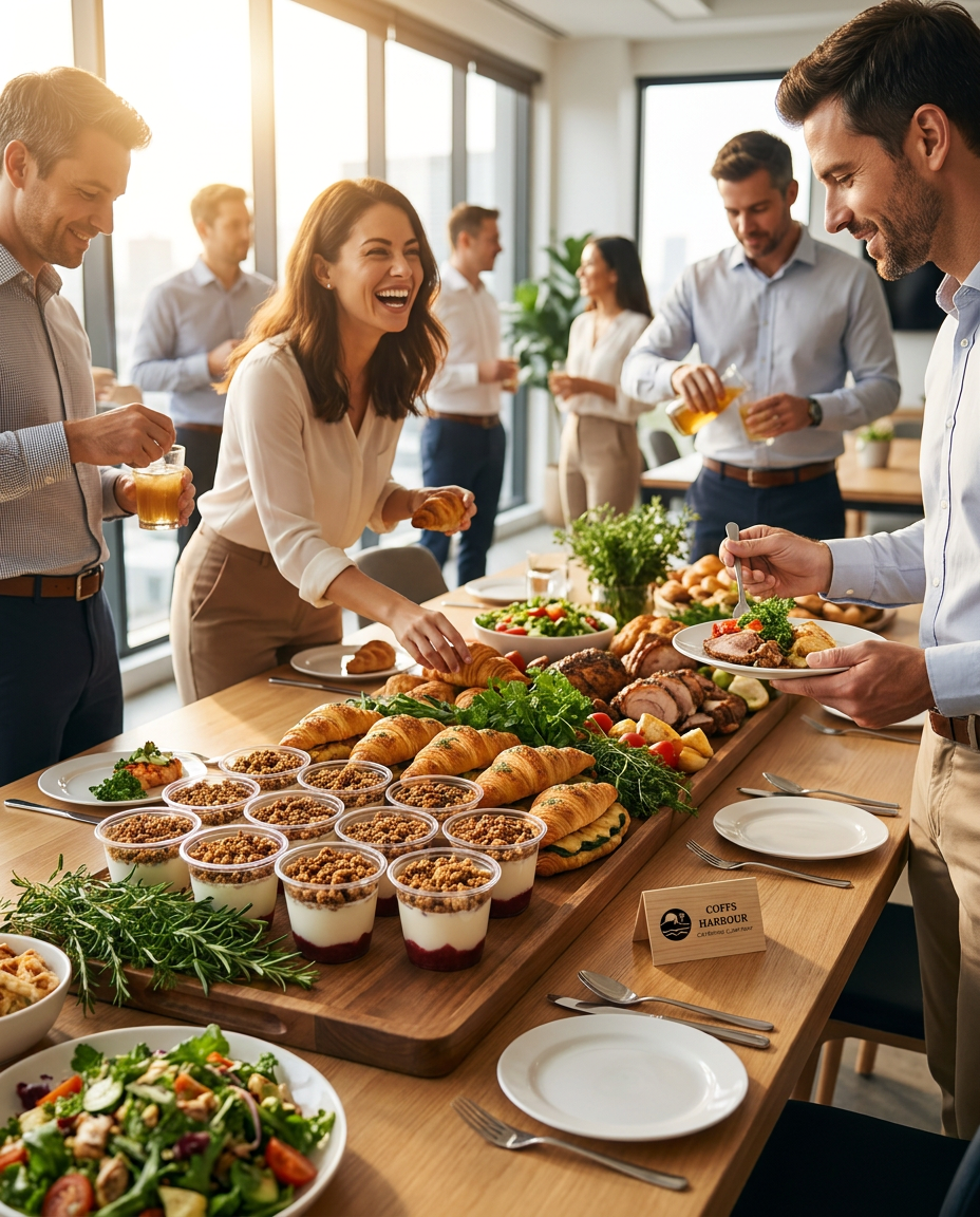 Group of people enjoying a meal together at a table with various dishes and drinks.